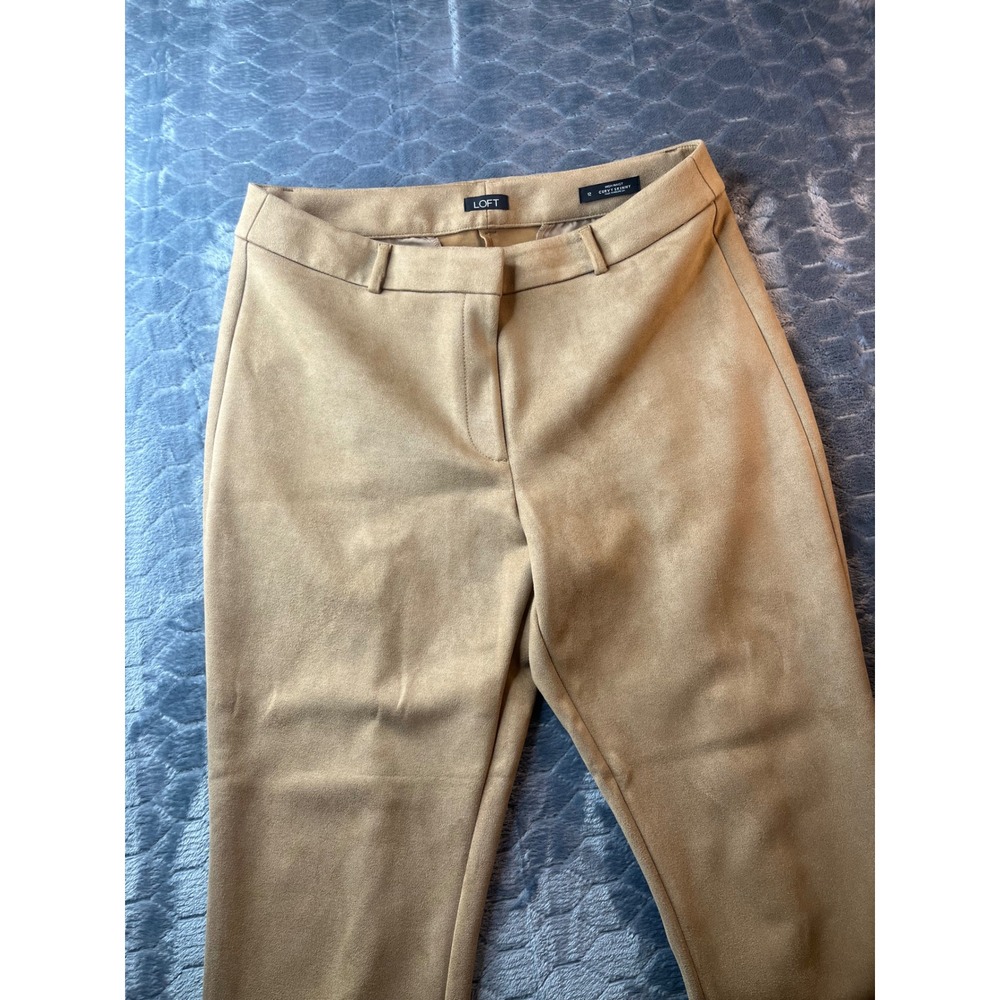 LOFT Faux Suede High Waist Curvy Skinny Pants Tan Camel Size 12 547187